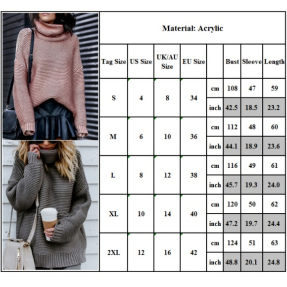 Turtle Neck Baggy Chunky Knitted Oversized Sweater - Picture 2 of 3